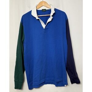 J.Crew Rugby Oarsman Color Block Long Sleeve Shirt Preppy Y2K Elbow Patch XL